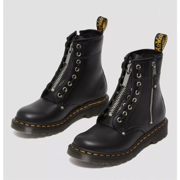 Dr. Martens Shoes - Dr. Martens Boots Womens Sz 5 Black 1460 Double Zip Wanama Leather Lace Up NWOT